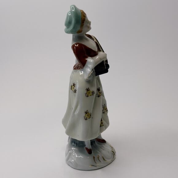 Occupied Japan Figurine 18th Century Lady w/Mandolin Hand Painted 1945-1952 VTG - Picture 4 of 10
